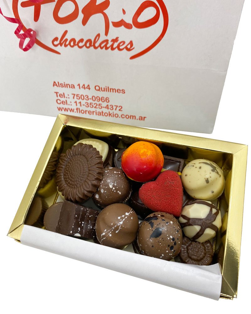 250 g - Caja Dorada con bombones de chocolate. - Imagen 2
