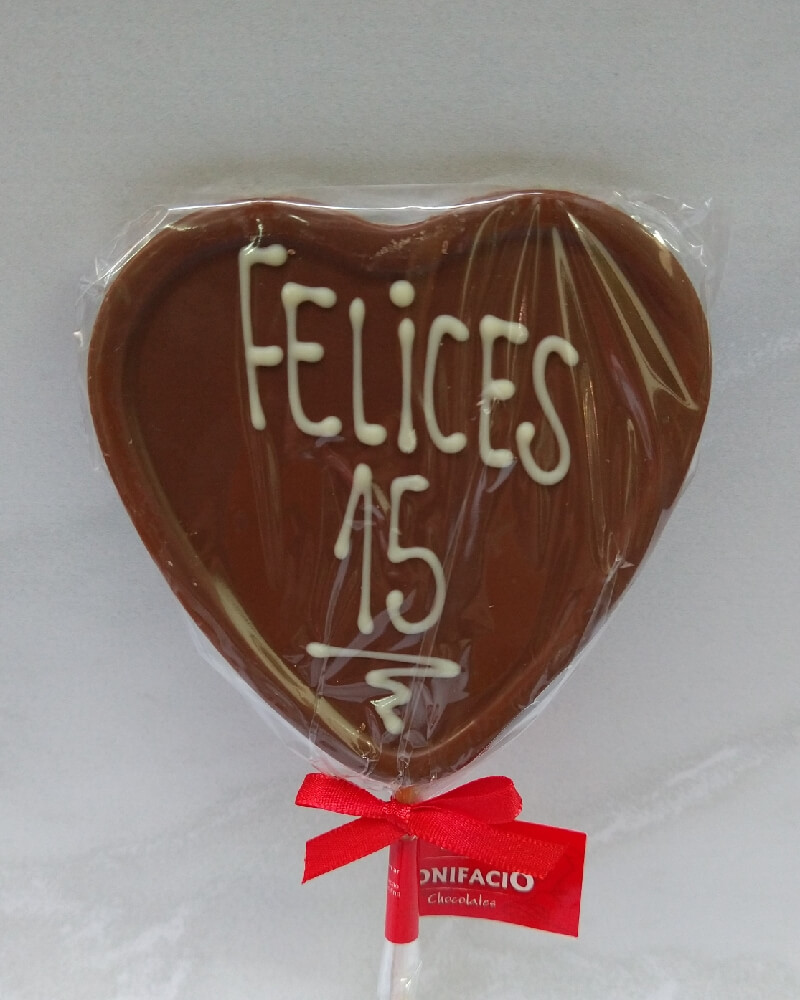 Paleta "Felices 15" de chocolate con leche. - Imagen 2