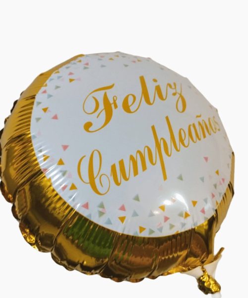 Alternative view of Globo redondo "Felíz cumpleaños" (dorado)
