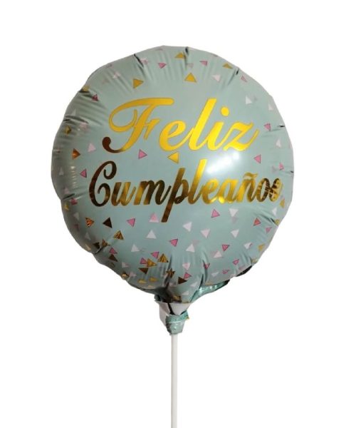 Globo redondo "Felíz cumpleaños" (celeste pastel)