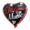 Globo corazón "Te Amo Mucho " (Negro con rojo y blanco)