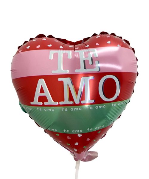 Globo corazón "Te Amo " (Rojo y verde)