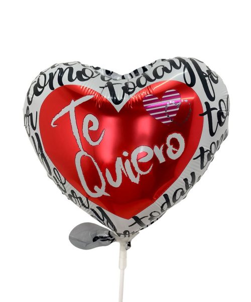 Globo corazón blanco y rojo "Te Quiero".