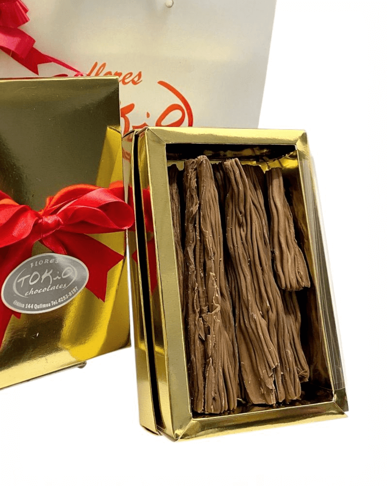 200 g - Caja Dorada con Chocolate en Rama leche. - Imagen 2