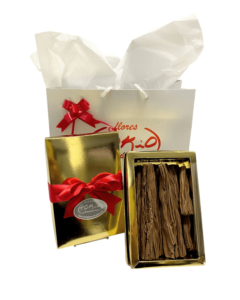 200 g - Caja Dorada con Chocolate en Rama leche.
