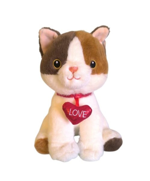 Gatito tricolor con corazón rojo