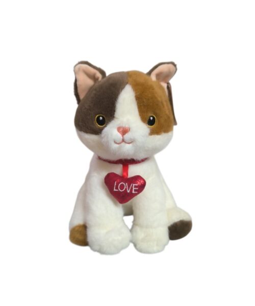 Gatito tricolor con corazón rojo