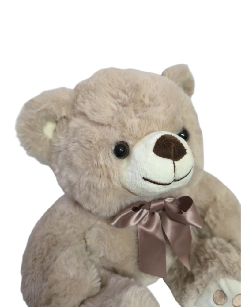 Oso beige con moño marrón claro - Imagen 2